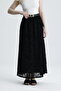 Women's Black Lined Flocked Printed Tulle Skirt - 3
