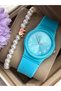 Blue Silicone Cord in Stylish Gift Box, Pool and Sea Suitable 10 Bar Women's Wristwatch + Bracelet - 5