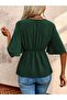 Women's Short Sleeve Double Breasted Collared Waist Tie Aerobin Blouse - 3