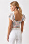 Women's Ecru Side Zipper Crop Crepe Blouse Blz-19003350 - 5