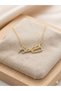 316L Stainless Steel Ataturk Signed Zircon Stone Gold - Silver Color Women's Steel Necklace - 3