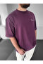 Horse Printed Oversize Purple Embroidered T-Shirt - 4