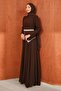 Brown Stone Detailed Belted Evening Dress - 4