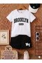 Summer Children's T-Shirt Shorts Unisex (Brooklyn Usa Print)