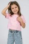 Girl's Crop T-Shirt with Stone Heart Pattern, Pink, Ages 4-9