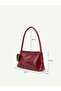 Crinkled Textured Burgundy Shk218 Faux Leather, Snap Fasteners, Glasses Case with Charm, Single Compartment, Hand, Arm and Shoulder Bag - 7