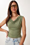 Degaje Yaka Sandy Knitted Blouse Lrn0033 Green