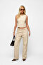 Women's Ecru 100% Cotton Straight Fit Jean Trousers High Waist Straight Leg