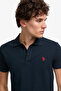 Men's Slim Fit Polo Collar Dark Navy Blue Basic T-Shirt 50322347-Vr100 - 2