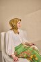 Twill Silk Scarf Minimal Pattern Oil Green 90X90 - 2