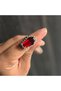 Gothic Vampire Stone Vintage Vintage Red Stone Adjustable Sizeless Ring for Men Women - 4