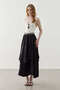 Flounced Draped Skirt Black - 4