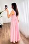 Thick Strap Long Summer Pink Dress - 4