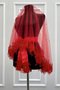 Red Bridal Veil Set, Laced, Shiny Stone and Pearl Decorated Henna Night Veil and Head Cover, 6 Pieces - 4