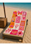 Retro Collage Patterned Pink Boho Style Beach Towel - 3