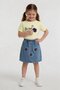 Cream Flower Embroidered Stoned Jean Skirt and Badge Girl's 2-Piece Set 24050 - 4