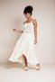 Cotton Asymmetrical Cut Layered Midi Skirt Natural