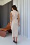 Gold Buttoned Buckle Pencil Dress - Beige - 4