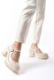 Single Ballet Neon Cream 8 cm Heeled Platform Loafer Shoes - 2