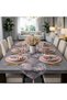 American Service Set, New Season, 6 Pink Supla Plates, 6 Pink Napkins, 6 Napkin Rings and Runner Cover Pink Coral Tk