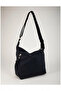 Women's Black Waterproof Crinkle Fabric 6-Compartment Shoulder Bag - 5