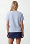 Women's blue crew neck raglan sleeve oversized t-shirt alc-x15492 - 4