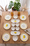 Vita Lemony 14 Piece Stackable Ceramic Plate Set for 6 Persons Premium Presentation & Breakfast Set