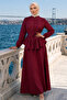 Belted Skirt Set A940 Claret Red - 4