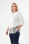 Women's White Large Size Crew Neck Tulle Detailed Half Sleeve T-Shirt Hzl26S-Zss19521 - 3
