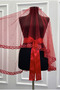 Red Bridal Veil Set, Glass Beads and Pearl Decorations, Henna Night Veil Face Cover Set 6 Pieces - 4