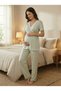 New Season Green Maternity Summer Elegant Lace Detailed Design Short Sleeve 100% Cotton Dressing Gown Pajama Set - 8