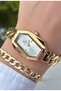 Chain Model-Steel Cord-Women's Wristwatch-Gold Color-2 Years Warranty-Bracelet Gifted Hmj4Fc5 - 4