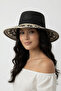 Luxury Black Ethnic Patterned Straw Women's Hat |   Special Day Boater Model Gift - 6