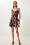 Polka Dot Strappy Mini Woven Dress Lzv0079 Brown
