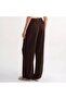 Una Fiaba, Brown Women's Wide-Leg Viscose Pants with Elastic Waist - 5