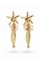 Sea Star and Fish Detailed Cream Stone Gold Color Women's Earrings