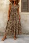 Women's Short Sleeve Double Breasted Collar Elastic Waist Single Jersey Maxi Dress - 2