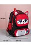 3-Piece Ear-Strapped Primary School Backpack with Lunch Pencil Case Red-Black - 2