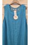 Italian Sleeveless Linen Dress with Lace Back - 4