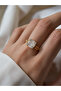 Azrie Gold Square Cut Zircon Stone Detailed Modern Adjustable Stylish Design Premium Adjustable Ring - 2