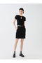Straight A-line Gabardine Women's Skirt with Belted Waistband - 2