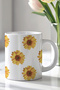 Flower Pattern 330ml Printed White Ceramic Mug Cup - 3
