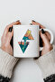 330ml Printed White Ceramic Mug with Minimal Geometric Nature Design - 5