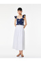 Cotton Embroidery Detailed Sleeveless Sweetheart Neck Poplin Crop Blouse