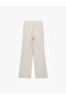 High Waist Wide Leg Linen Blend Trousers with Pocket Detail - 4