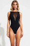 Women's Swimsuit Halter Neck Sleeveless Mesh Detailed Covered Brazilian Cut Leopard Patterned Knitted Fabric - 4