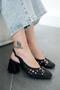 Rodda Women's Straw Heeled Shoes Black - 3