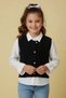 Black Knitwear Cardigan Long Sleeve Girls' Shirt 2-Piece Set 24144 - 2