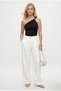 Women's Edward Arka Elastic Waist Pleated Gold Buttoned Pocketed Crepe Woven Palazzo White Trousers - 2