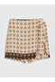 Brown Zippered Waist Patterned Women's Shorts Skirt - 4